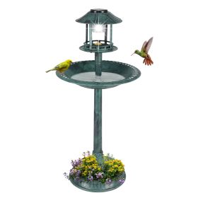 Dark Green With Solar Lights, Bird Bath Tub